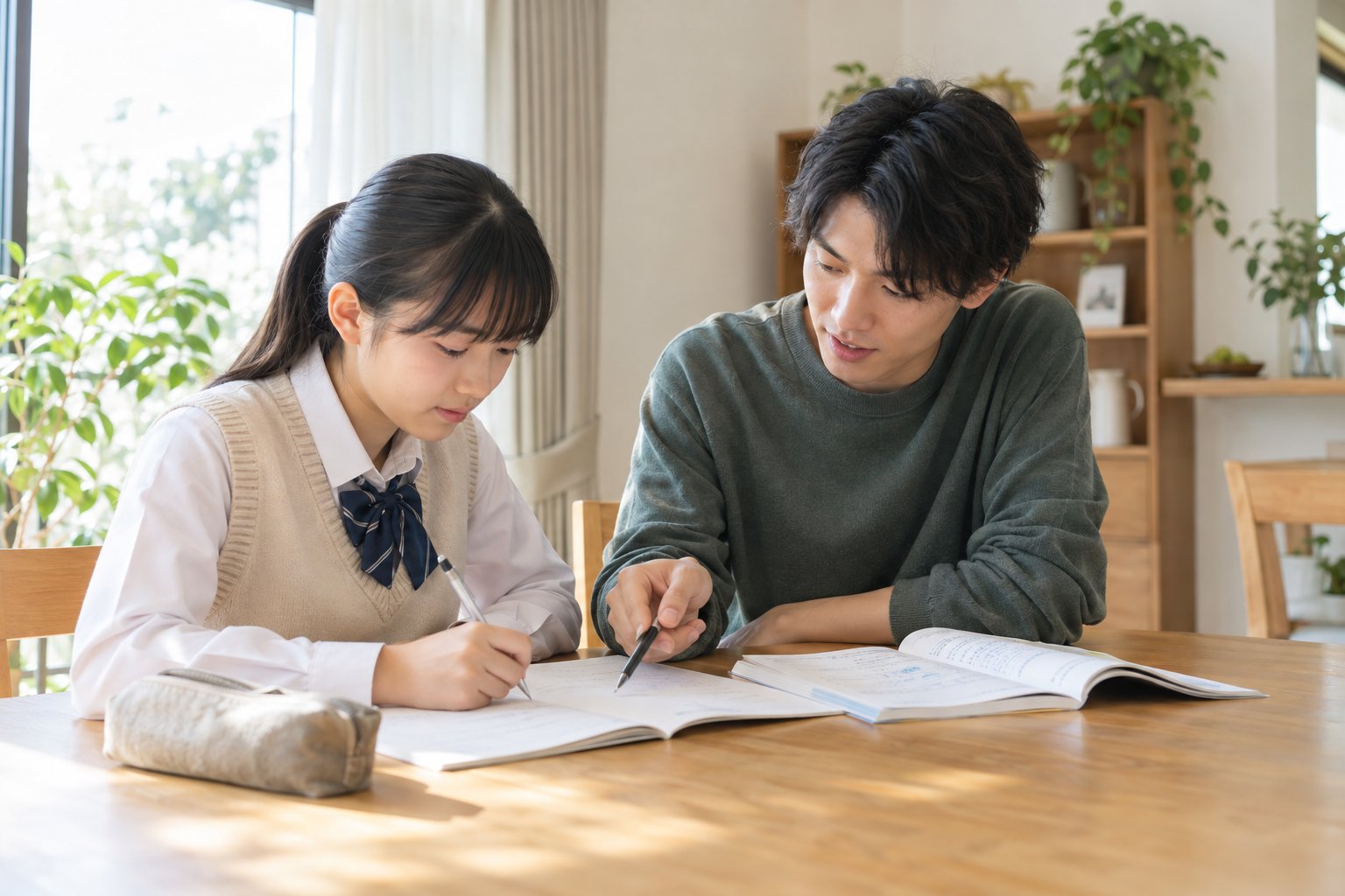 家庭で中学生に数学を教える大学生の家庭教師