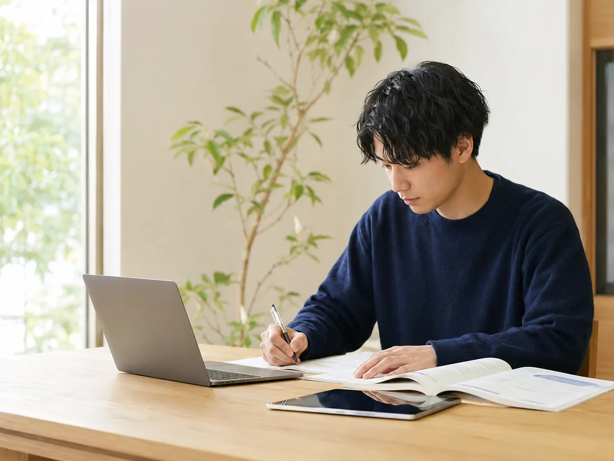 専門的な講師研修を受けながらノートを取るlumeraの家庭教師